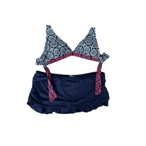 🌺👙 Tommy Bahama Two Piece Navy‎ Print Swimsuit Size M 👙🌺